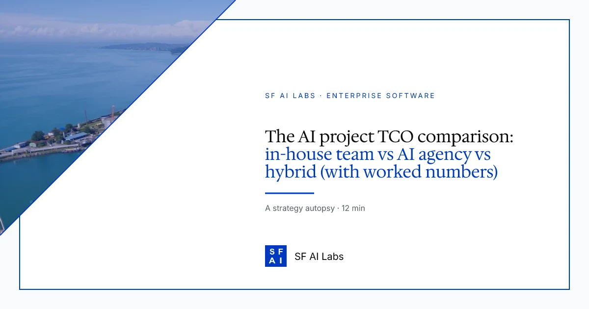 The AI project TCO comparison: in-house team vs AI agency vs hybrid (with worked numbers)