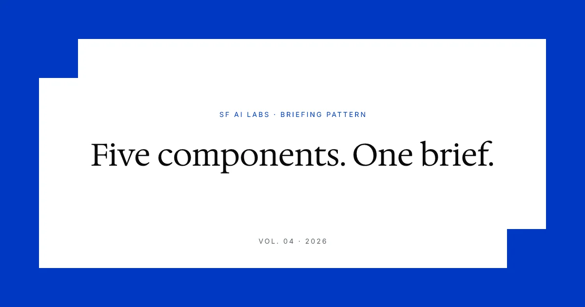 The founder briefing pattern: get an AI partner unblocked without writing the spec yourself